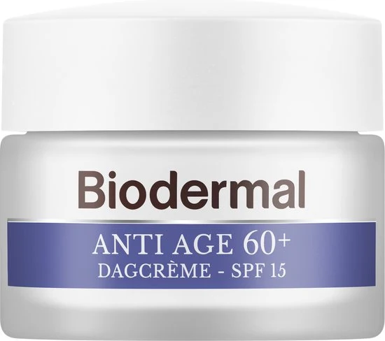 Biodermal Anti Age dagcrème 60+ - Dagcrème met hyaluronzuur en ceramide - met SPF15 - Geeft de huid meer stevigheid - 50ml