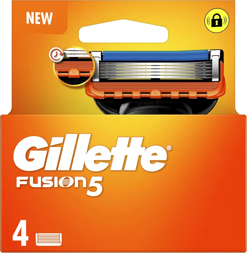 Gillette Fusion5 Scheermesjes Voor Mannen, 4 stuks, Met Lubrastrip Voor Een Gladde Scheerbeurt