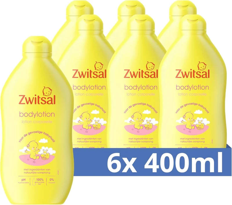 Zwitsal Baby Bodylotion, gevoelige babyhuid - 6 x 400 ml - Voordeelverpakking
