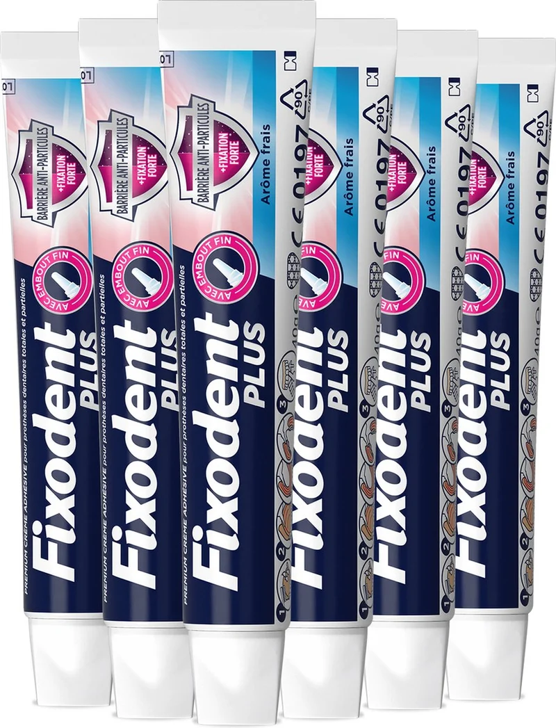 Fixodent Plus Kleefpasta voor Kunstgebit – Fris met Voedselschild - 6 x 40 ml