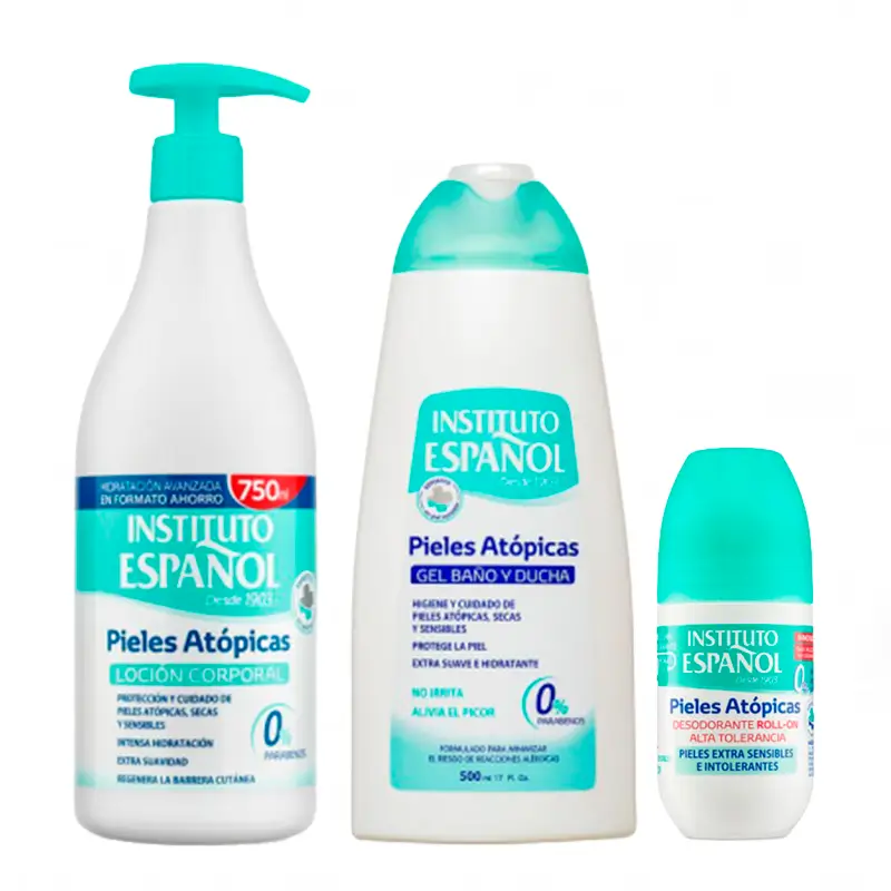 Instituto Español Set Atopic Skin Gel 500ml + Atopic Skin Lotion 750ml + Deodorant Roll On 75ml