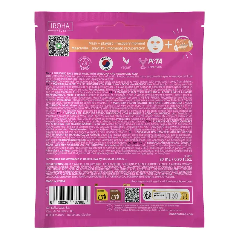 Iroha Nature Purifying & Soothing Post Workout Face Mask , 1 unit