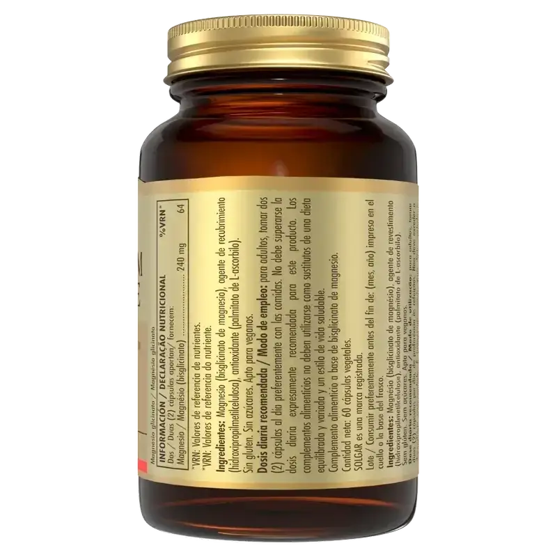 Solgar Magnesium Bisglycinate, Pack 3 x 60 Veggie Capsules