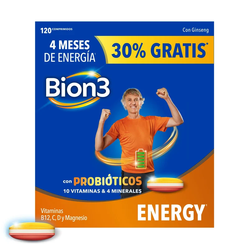 Bion3 Energy Multivitamin Tablets with Probiotics, Vitamin B12, C and Magnesium
