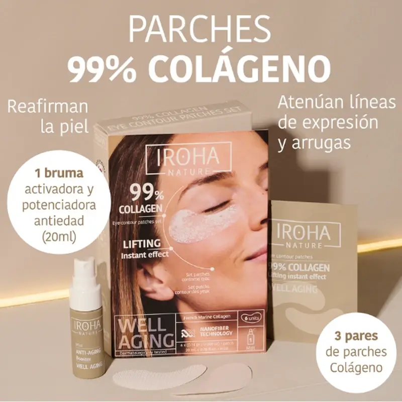 Iroha Nature 99% Collagen Eye Patches 6 Units + Activating Mist 20 Ml