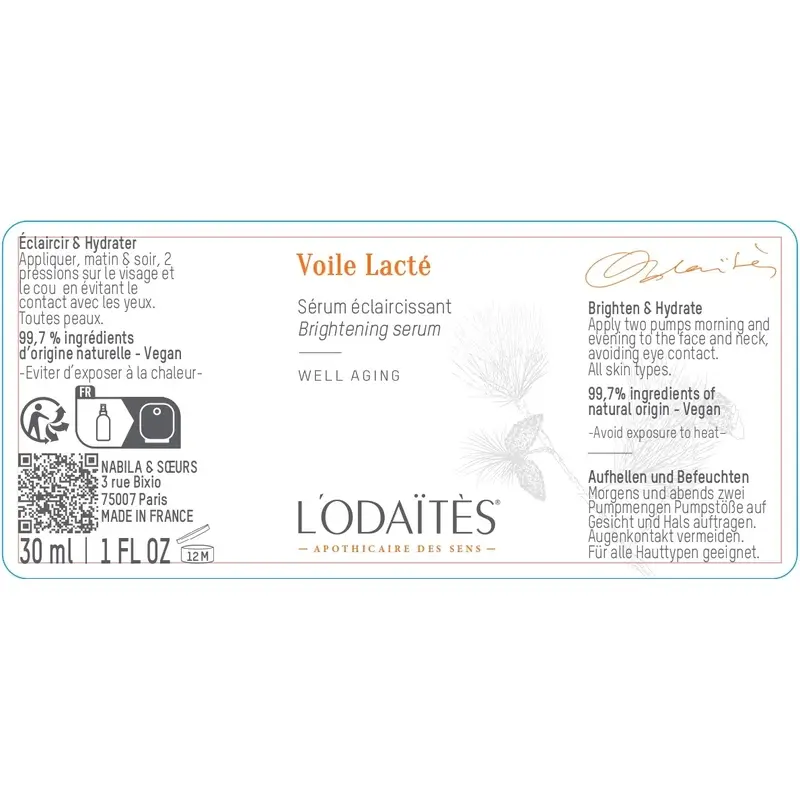 L'Odaïtès Facial Voile Lacté - Illuminating Serum , 30 ml