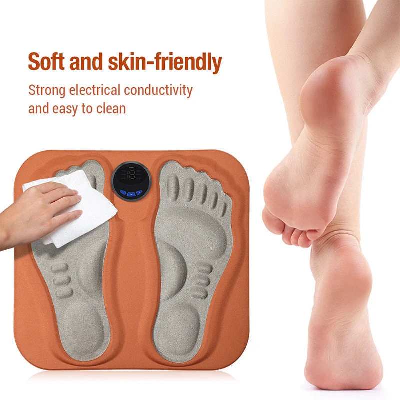 EMS Fußmassage Matte | Elektrische Fußmatte mit 6 Programmen, 9 Intensitätsstufen, Fernbedienung und USB-Ladung