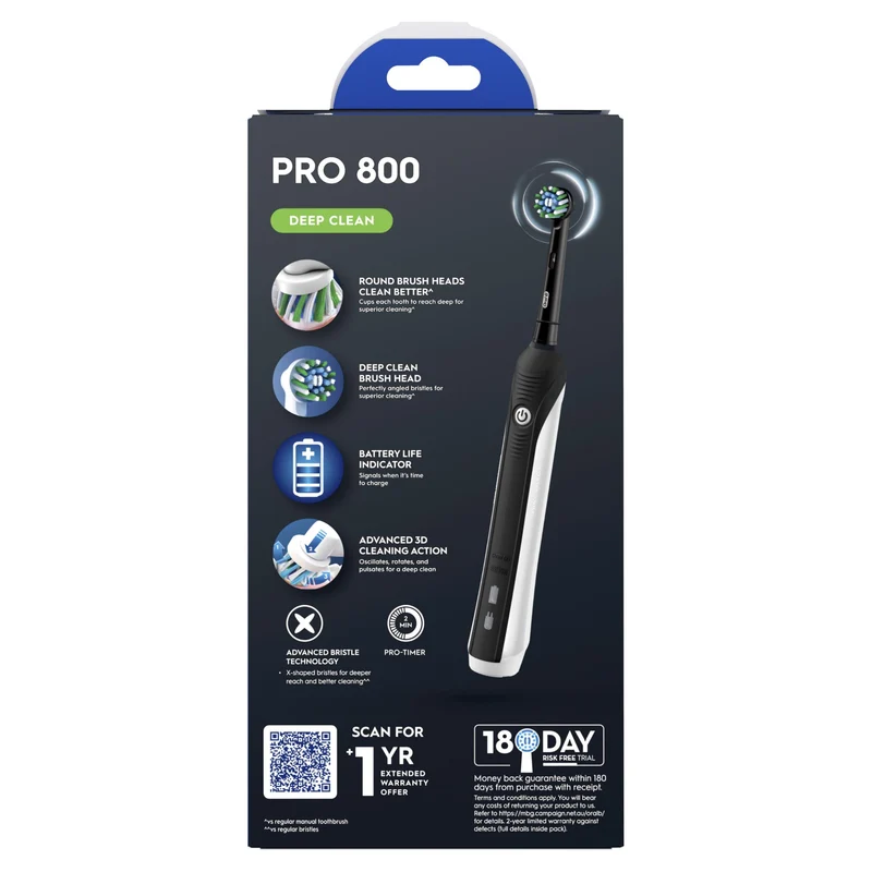 Oral-B Pro 800 Floss Action Electric Toothbrush (Black)