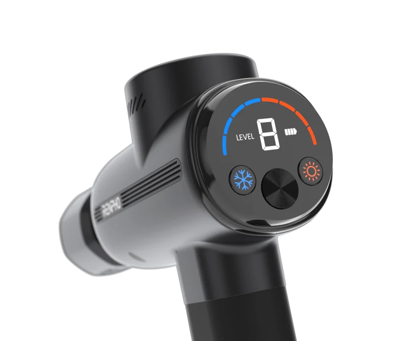 Massagepistole | Muskelmassagegerät mit 8 Temperaturstufen, VA-Display und All-in-One-Massagekopf