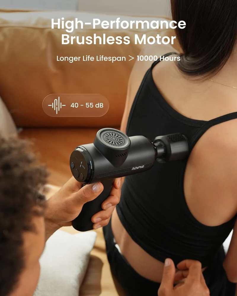 Massagepistole | Muskelmassagegerät mit 8 Temperaturstufen, VA-Display und All-in-One-Massagekopf