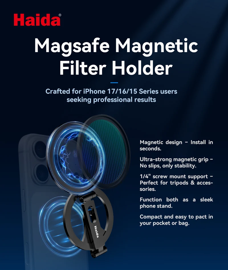 Haida MagSafe Magnetic Filter Holder for iPhone 17/16/15 Series (Black)