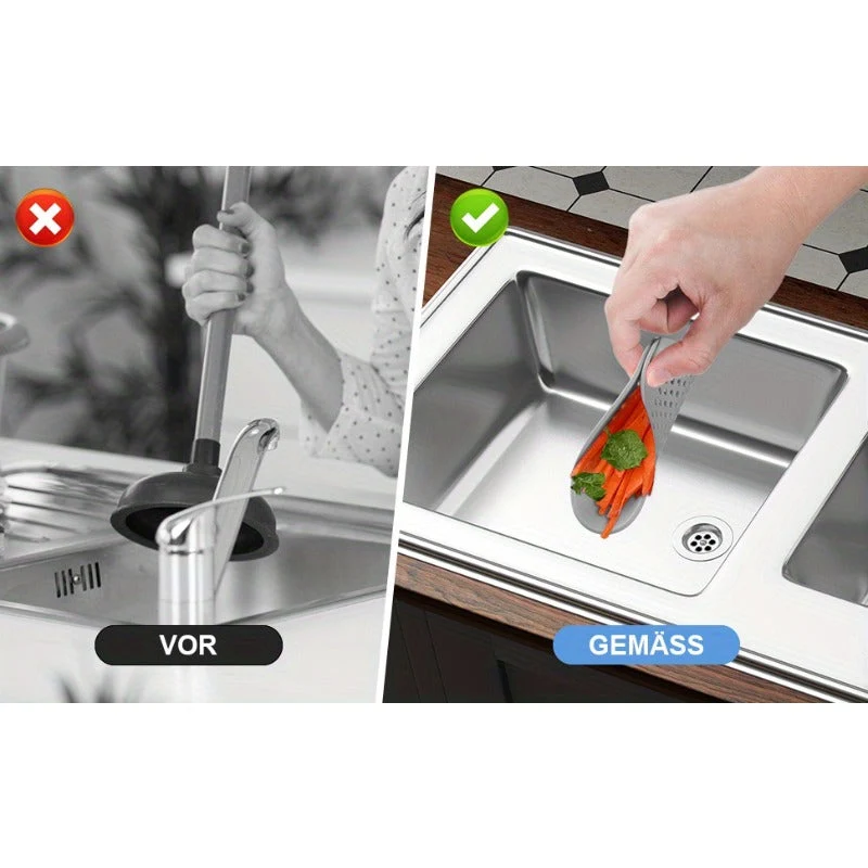 Abflusssieb aus Silikon 4er-Set | Haarfänger mit Saugnäpfen | Für Dusche & Waschbecken | DrainGuard