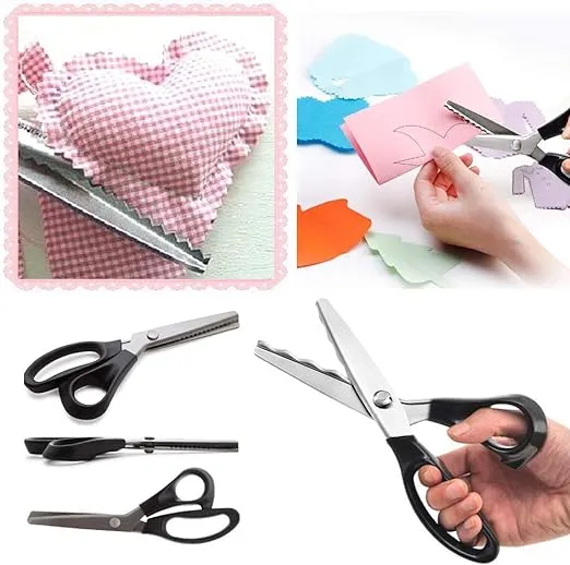 Stoffschere aus Edelstahl mit Gezahnten Klingen 23,5 cm | Präzise Stoff- & Bastelschere | Für Nähen, DIY & Papier