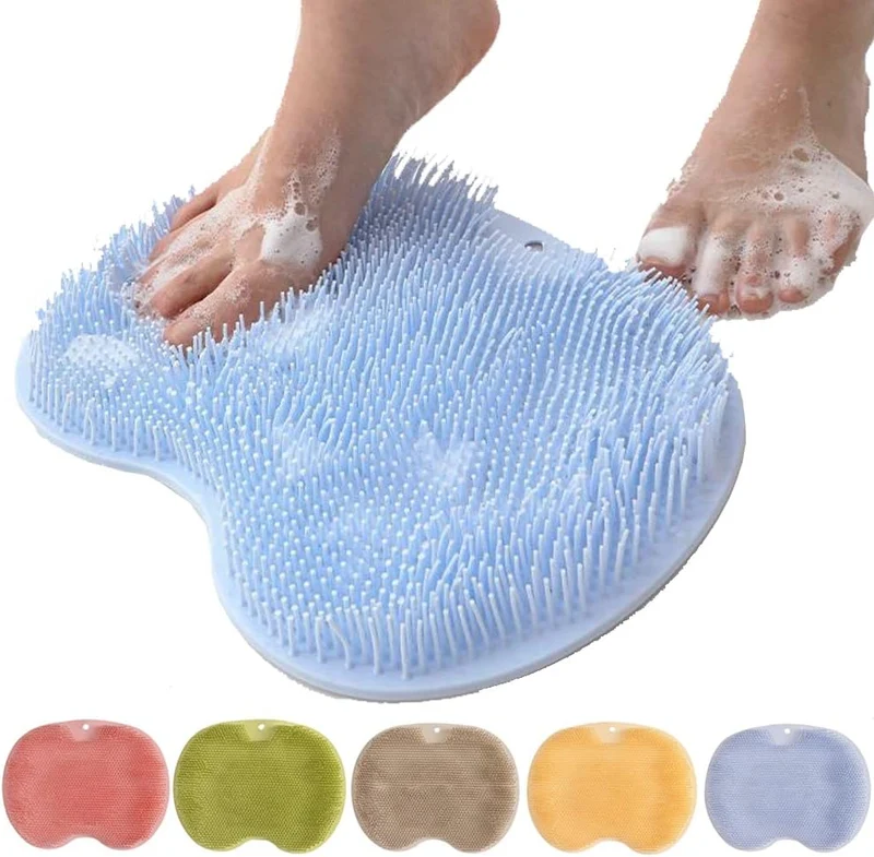 Silikon Fußreinigungsmatte mit Saugnäpfen | Massage- & Fußpflegebürste für Dusche | Rutschfeste Reinigungsmatte