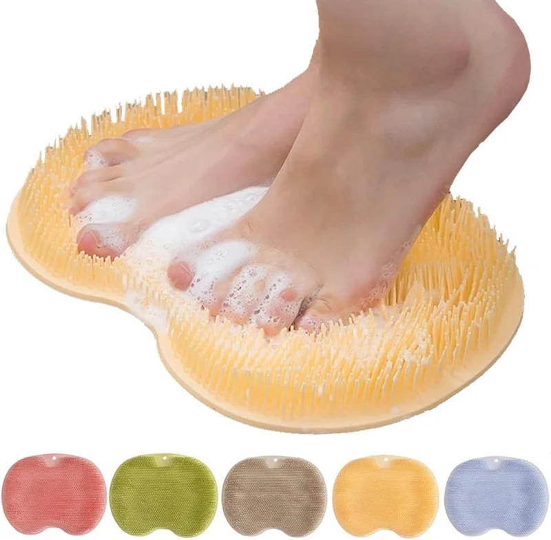 Silikon Fußreinigungsmatte mit Saugnäpfen | Massage- & Fußpflegebürste für Dusche | Rutschfeste Reinigungsmatte