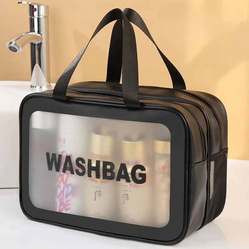 Transparente Kulturtasche wasserabweisend | Große Kosmetiktasche für Reisen | Klare Reiseaufbewahrung mit Doppelreißverschluss