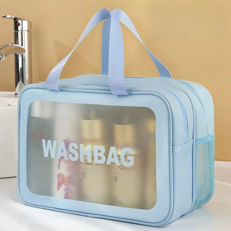 Transparente Kulturtasche wasserabweisend | Große Kosmetiktasche für Reisen | Klare Reiseaufbewahrung mit Doppelreißverschluss