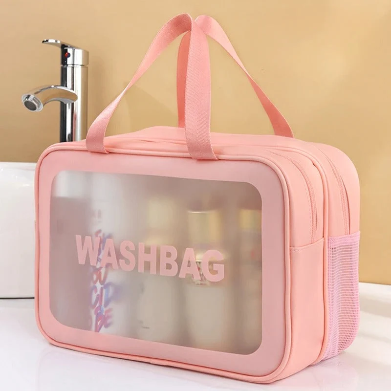 Transparente Kulturtasche wasserabweisend | Große Kosmetiktasche für Reisen | Klare Reiseaufbewahrung mit Doppelreißverschluss