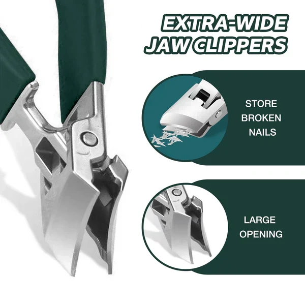 Nagelknipser mit schräger Schneide für präzise Ergebnisse | Extra breite Öffnung für dicke Fußnägel | Rutschfester PVC-Griff | Mit Spritzschutz