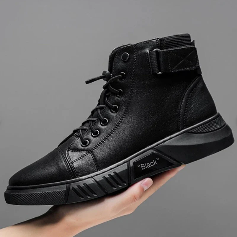 Herren Komfort-Stiefel aus Kunstleder | Gepolsterte Innensohle, rutschhemmende Sohle & eleganter Look