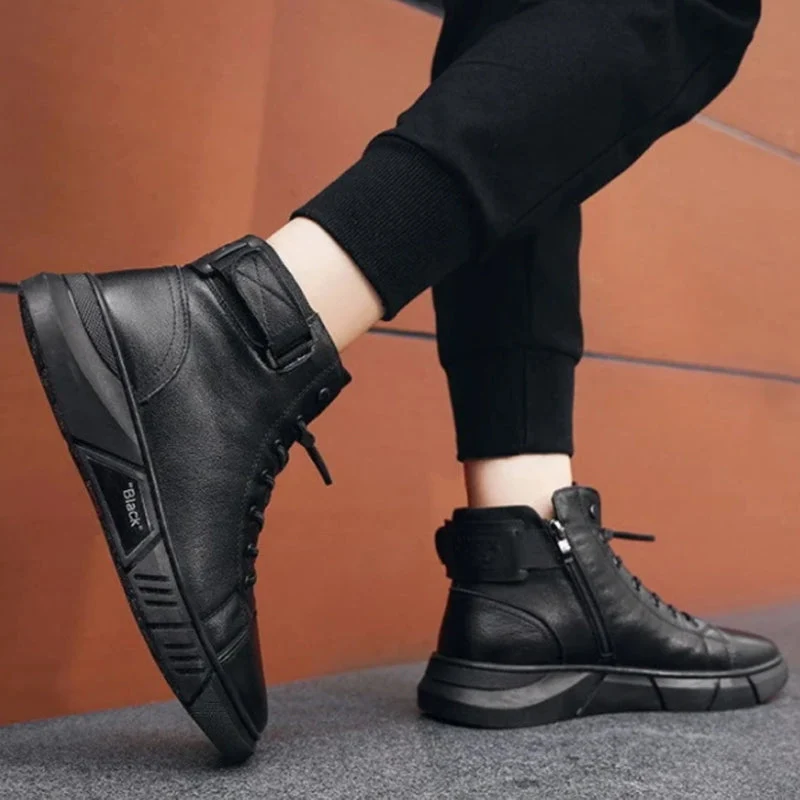 Herren Komfort-Stiefel aus Kunstleder | Gepolsterte Innensohle, rutschhemmende Sohle & eleganter Look
