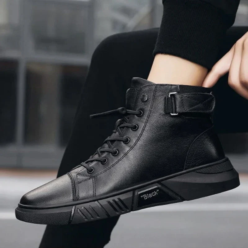 Herren Komfort-Stiefel aus Kunstleder | Gepolsterte Innensohle, rutschhemmende Sohle & eleganter Look