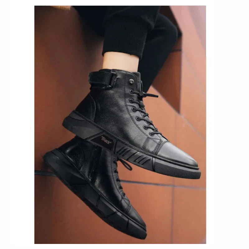 Herren Komfort-Stiefel aus Kunstleder | Gepolsterte Innensohle, rutschhemmende Sohle & eleganter Look