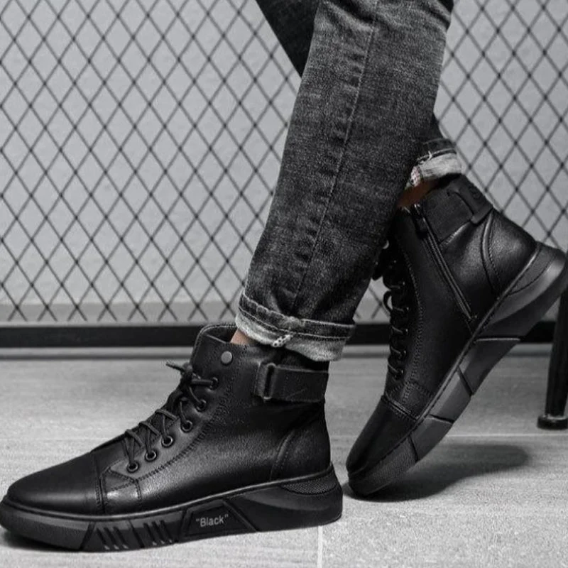 Herren Komfort-Stiefel aus Kunstleder | Gepolsterte Innensohle, rutschhemmende Sohle & eleganter Look