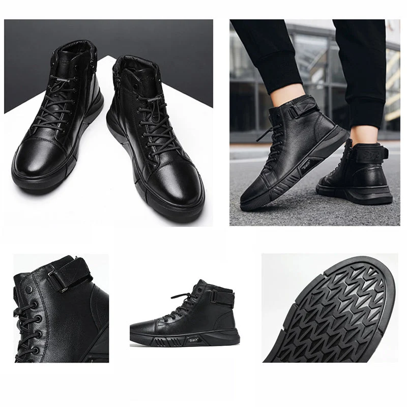 Herren Komfort-Stiefel aus Kunstleder | Gepolsterte Innensohle, rutschhemmende Sohle & eleganter Look