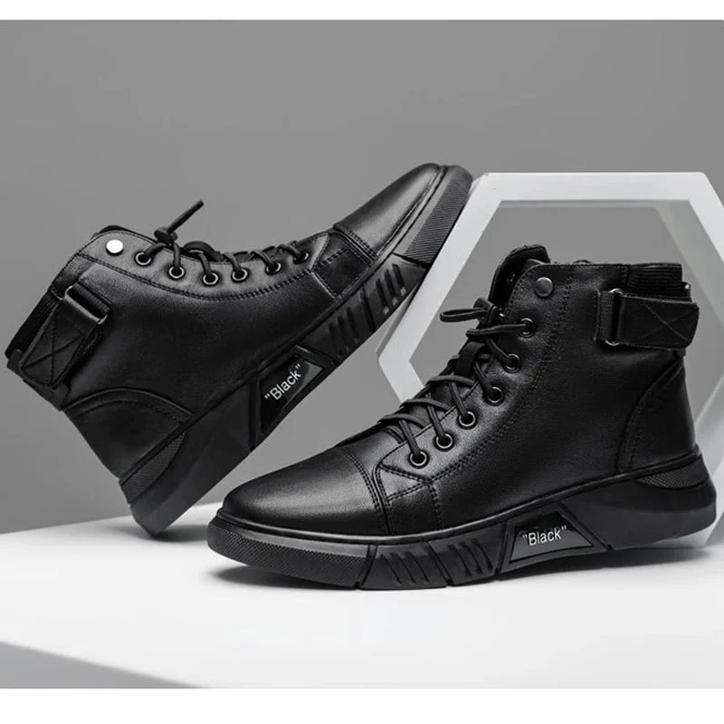 Herren Komfort-Stiefel aus Kunstleder | Gepolsterte Innensohle, rutschhemmende Sohle & eleganter Look