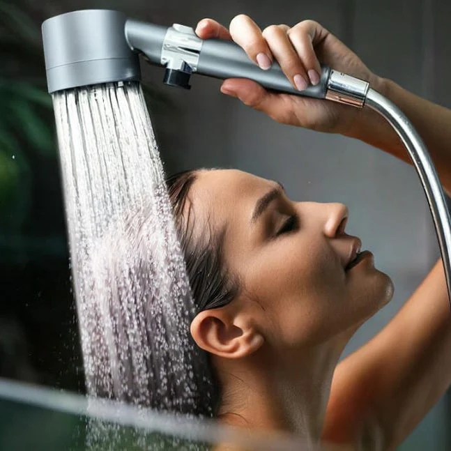 Duschkopf mit Filter & 3 Strahlmodi | Hochdruck bei niedrigem Wasserdruck | wassersparend & verstellbar | WasserLux