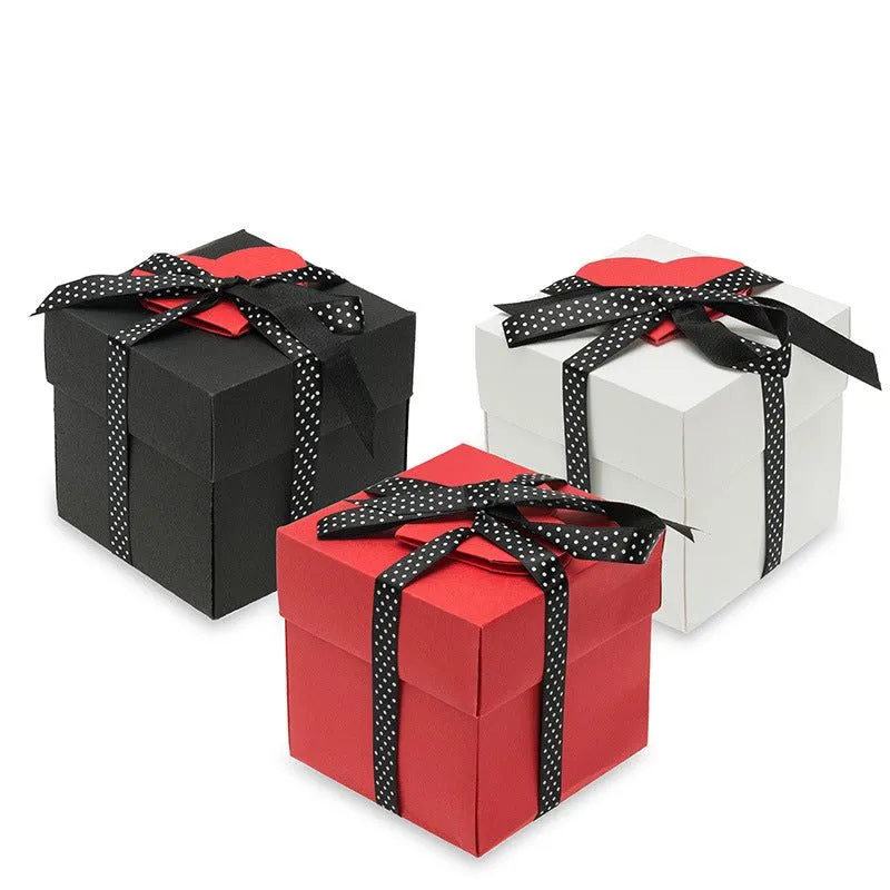 Explosionsbox für Fotos | FotoÜberraschung Geschenkbox mit 4 Schichten | Platz für 18 Bilder | Mit Fach für Mini-Geschenk