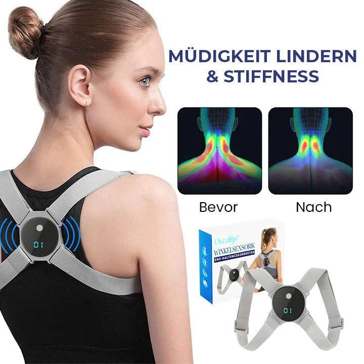 EMS Haltungstrainer mit Winkelerkennung | Elektronischer Rücken Trainer | Aufrechte Haltung & Muskelstimulation
