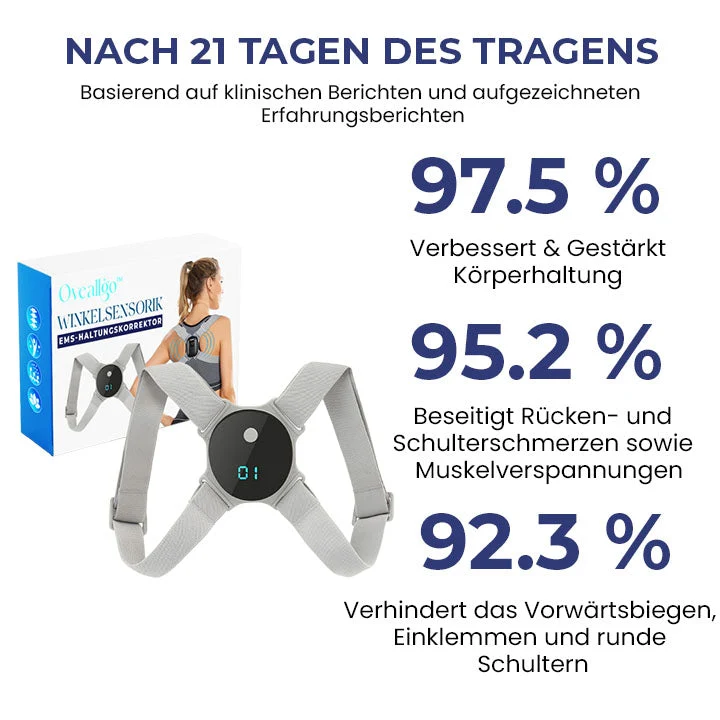 EMS Haltungstrainer mit Winkelerkennung | Elektronischer Rücken Trainer | Aufrechte Haltung & Muskelstimulation