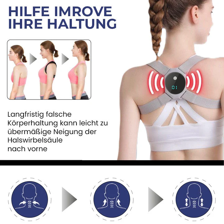 EMS Haltungstrainer mit Winkelerkennung | Elektronischer Rücken Trainer | Aufrechte Haltung & Muskelstimulation