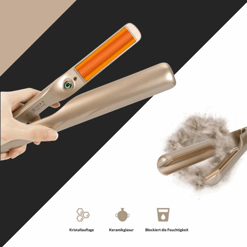 2-in-1 Stylinggerät Glätteisen & Lockenstab | Keramikplatten + Ionen-Technologie | 140–220 °C | 110–240 V, 360° Kabel