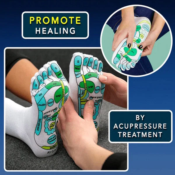 Akupressur Reflexzonen Socken aus Baumwolle | Diagramm-Zonen für Fußmassage | Atmungsaktiv & feuchtigkeitsableitend für Zuhause
