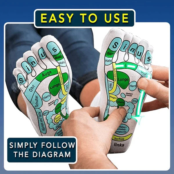 Akupressur Reflexzonen Socken aus Baumwolle | Diagramm-Zonen für Fußmassage | Atmungsaktiv & feuchtigkeitsableitend für Zuhause