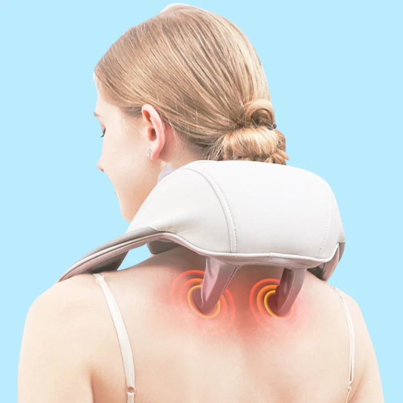 Nacken- & Schultermassagegerät mit Wärmefunktion | 3 Modi, 2 Geschwindigkeiten, 6 Massageköpfe | Kabellos & USB-C, 10-Min Timer