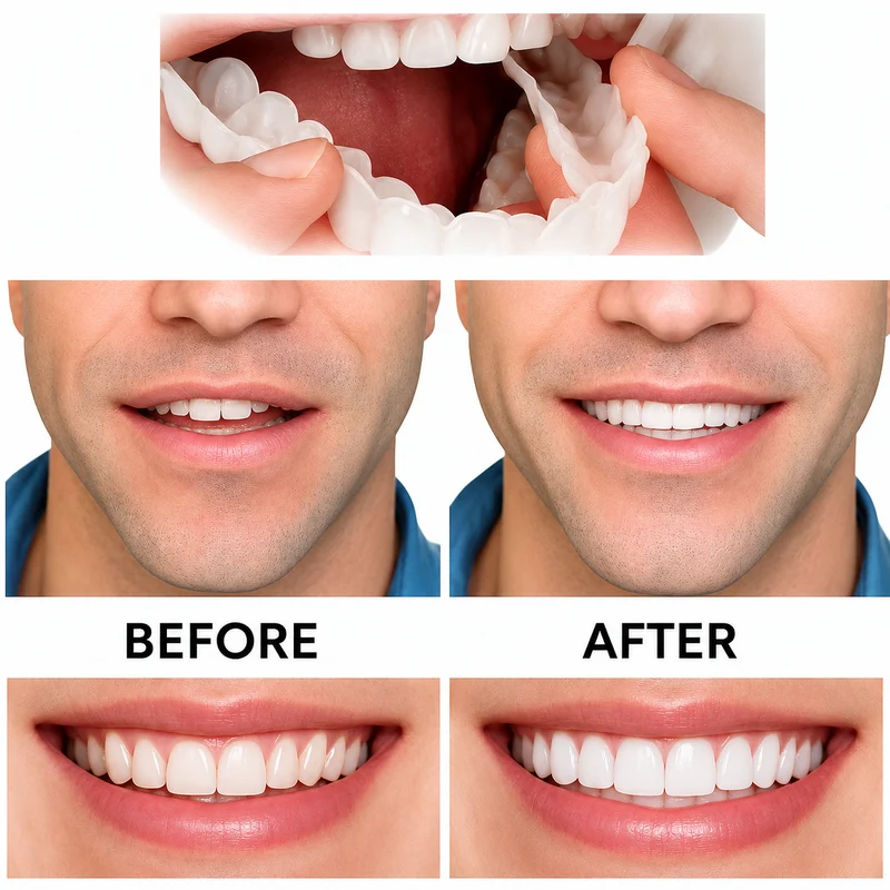 SnapSmile Aufsteck-Zahnprothese | Sofort natürliches Lächeln ohne Zahnarzt | Einstellbare Passform Realistischer Look Wiederverwendbar