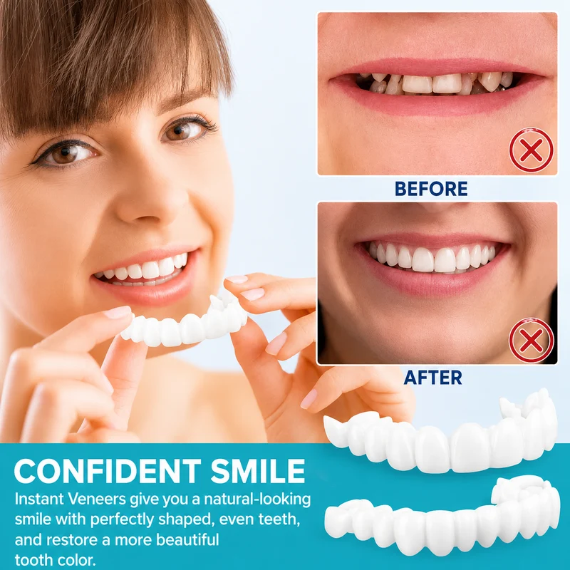 SnapSmile Aufsteck-Zahnprothese | Sofort natürliches Lächeln ohne Zahnarzt | Einstellbare Passform Realistischer Look Wiederverwendbar
