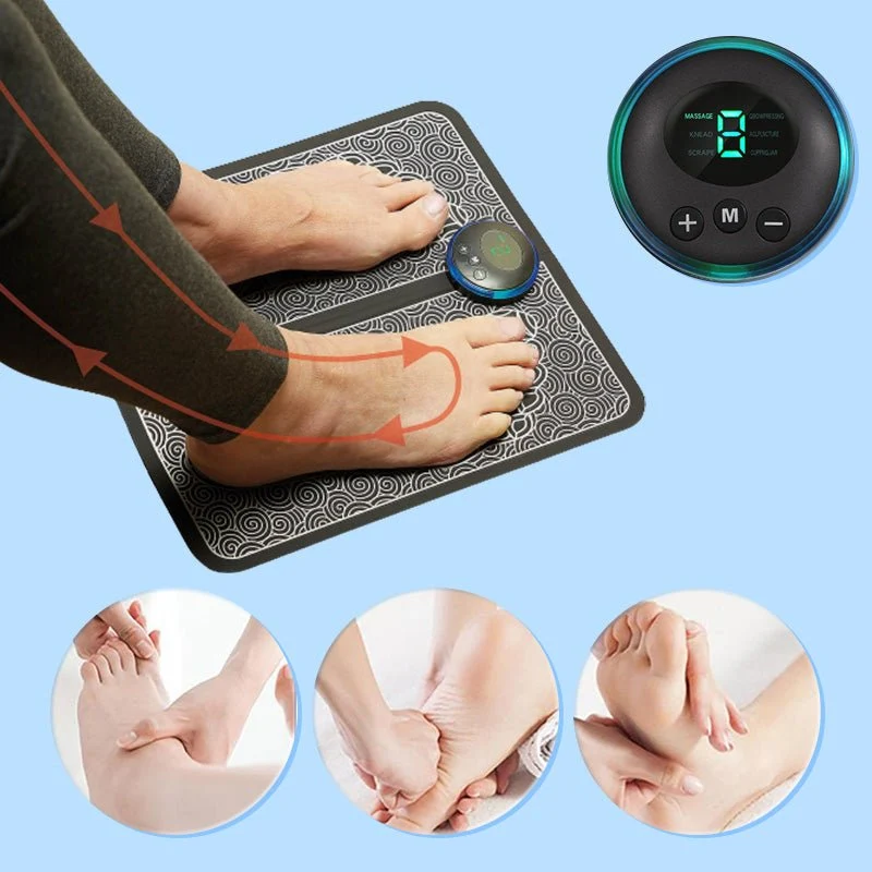 EMS Fußmassagegerät Matte zur Entspannung & Durchblutungsförderung | elektrisches Fußmassagegerät mit verschiedenen Modi & Intensitätsstufen