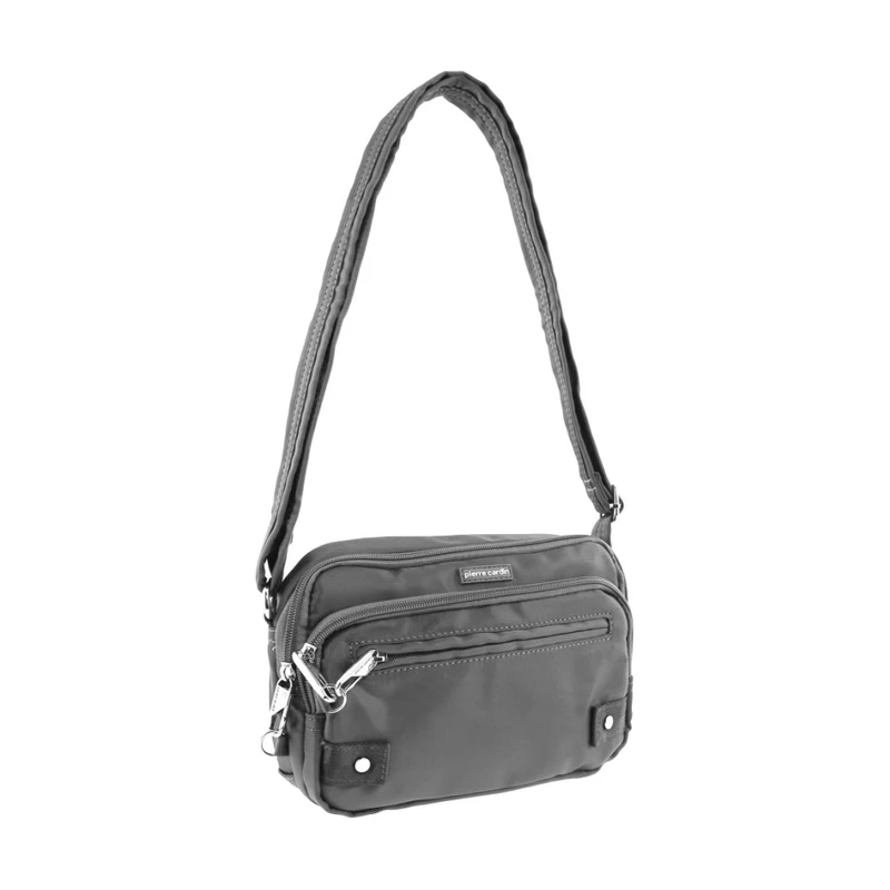 Pierre Cardin Nylon Anti-Theft Cross Body Bag Locking Strap RFID Blocking Grey