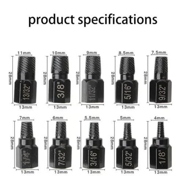 20-teiliges Schraubenausdreher-Set für beschädigte Schrauben | Linksdrehende Spiralform für extra Halt | Größenmarkierungen | Für Heimwerker & Profis