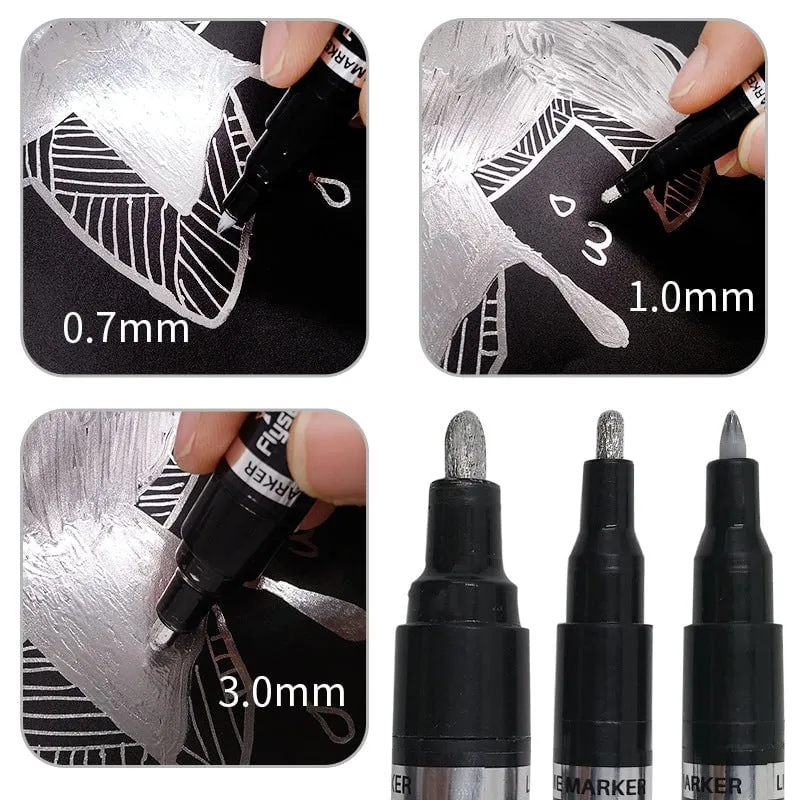 Chrom Marker Stift metallisch für Glas & Kunststoff | Spiegelglanz, kratzfest & UV-beständig | 0,7/1,0/3,0 mm