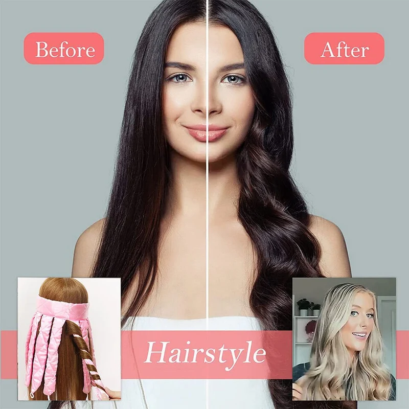 Heatless Locken-Set | Weiches Satin-Lockenband mit Scrunchies | Locken ohne Hitze | Für die Nacht & den Tag