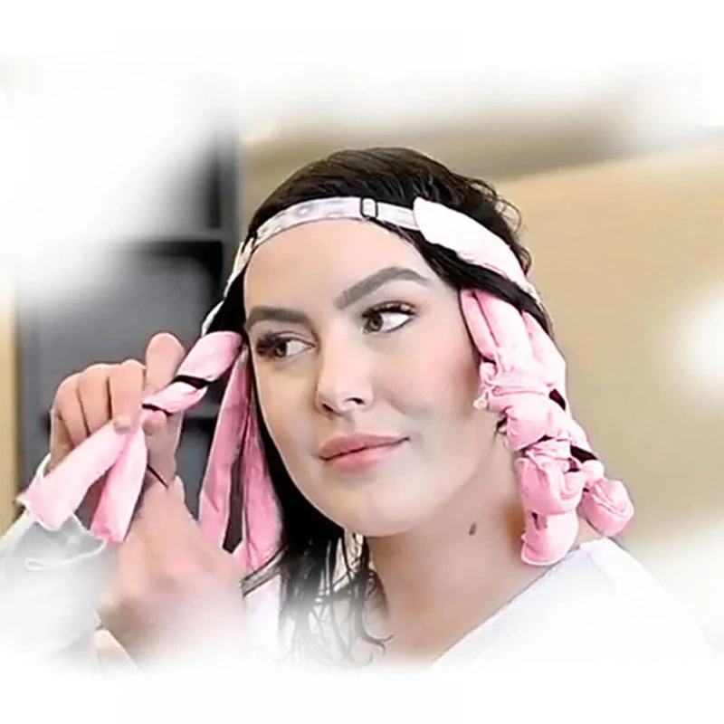 Heatless Locken-Set | Weiches Satin-Lockenband mit Scrunchies | Locken ohne Hitze | Für die Nacht & den Tag