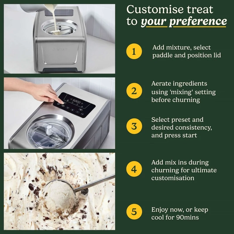 Cuisinart Freeze Ease Pro Ice Cream Gelato Sorbet Frozen Yoghurt Maker 1.5L