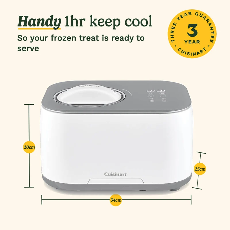 Cuisinart Freeze Ease Ice Cream Dessert Maker 950ml 46.8x29.8cm - White