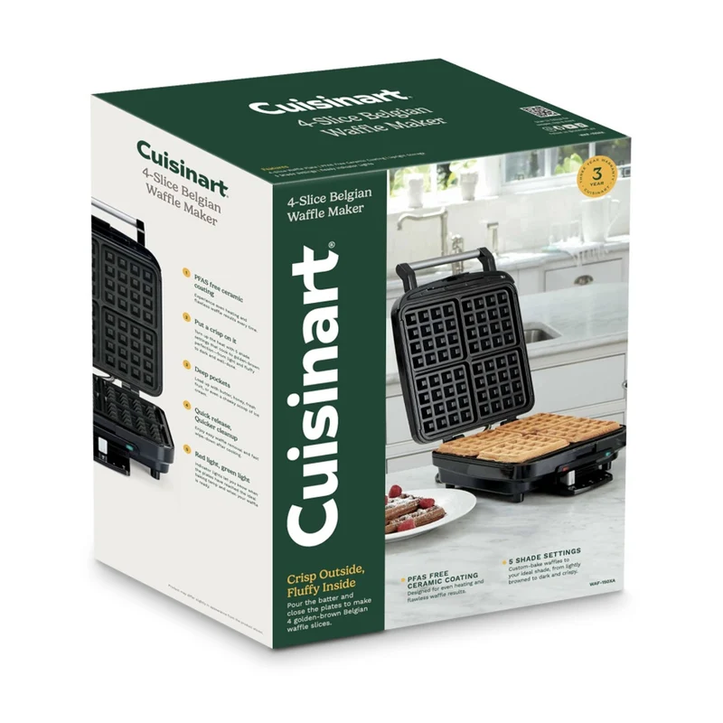 Cuisinart Electric Waffle Maker Brushed Stainless Steel 240V - Black